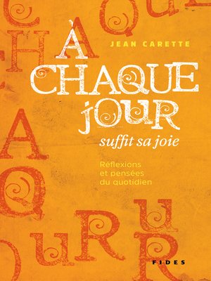 cover image of À chaque jour suffit sa joie